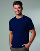 Men's premium cotton short sleeve T-shirt in a soft green shade, featuring a logo, worn by a man on a sailboat.