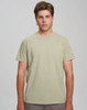 A light green men's premium cotton short sleeve t-shirt with a classic fit and a logo.