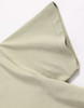 A light sage green short-sleeved cotton t-shirt with a rounded collar and visible stitching details. It has a logo.