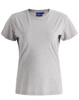 A grey premium cotton short-sleeve tee shirt for women, featuring a round neckline and a simple design.