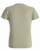A back view of a ladies' premium cotton t-shirt in a muted olive green shade, featuring short sleeves and a plain design.