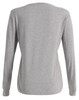 A grey premium cotton long-sleeve ladies' tee shirt with a simple design and a subtle logo.