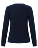 A navy long-sleeve tee shirt for ladies, featuring a round neck and fitted design. The back view is shown.