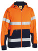 Orange / Navy - Front - BK6988T - Taped Hi Vis Zip Fleece Hoodie with Sherpa Lining