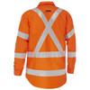Orange - Back - BS8439XT - Apex 185 X Taped Biomotion Hi Vis FR Ripstop Vented Shirt - Bisley Workwear