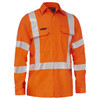 Orange - Front - BS8439XT - Apex 185 X Taped Biomotion Hi Vis FR Ripstop Vented Shirt - Bisley Workwear