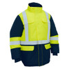 Yellow / Navy - Front - BJ6454HT - H Taped Hi Vis Freezer Hooded Jacket - Bisley Workwear