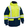 Yellow / Navy - Front - BJ6454HT - H Taped Hi Vis Freezer Hooded Jacket - Bisley Workwear
