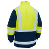 Yellow / Navy - Back - BJ6454HT - H Taped Hi Vis Freezer Hooded Jacket - Bisley Workwear