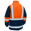 Orange / Navy - Back - BJ6454HT - H Taped Hi Vis Freezer Hooded Jacket - Bisley Workwear