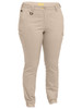 Stone - Front - BPL6028 - Women's Cotton Cargo Cuffed Pants