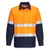Orange / Navy - Front - FR713 - Portflame FR Class D/N Two-Tone Vented Shirt