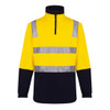 Yellow / Navy - Front - MF615 - Hi-Vis Contrast 1/4 Zip Brush Fleece
