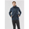 Men's technical rain jacket in navy blue, featuring a hood, front pockets, and a zip closure. Logo is visible. Men's technical rain jacket in navy blue, featuring a hood, front pockets, and a zip closure. Logo is visible.