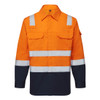Orange / Navy - Front - FR729 - Bizflame Work Two Tone FR Shirt 