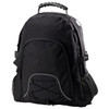 A black Climber Backpack featuring adjustable straps, mesh pockets, and a stylish front design with a logo.