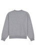 A grey women's crew sweatshirt with a relaxed fit and ribbed cuffs. The back is plain and features a logo.