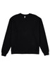 A black crew sweatshirt with long sleeves and a ribbed neckline. It features a branding logo.