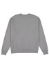 A grey men's crew sweatshirt featuring a classic design with long sleeves and a ribbed hem. It has a branding logo.
