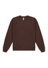 A brown crew sweatshirt with long sleeves and a rounded neckline. It features a simple design and has a logo.