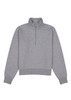 A grey women's jumper featuring a 1/4 zip and long sleeves, with a branded logo.