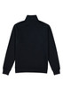 A black men's jumper with a 1/4 zip and a high collar, featuring a logo on the back.
