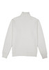 A white men's jumper featuring a 1/4 zip collar and long sleeves, with a simple design and a logo.