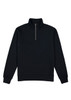A black men's 1/4 zip jumper featuring a high collar and long sleeves. It has a simple, minimalist design with a logo.