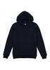A navy blue men's everyday hoodie featuring a front pocket and a drawstring hood, with a logo present.