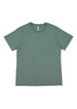 A short sleeve tee in a muted green colour with a simple design and a brand logo inside the neckline.