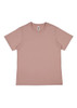 A short sleeve tee in a soft mauve colour with a label and no visible graphics.