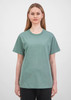 A women's short sleeve tee in a soft green colour, featuring a classic crew neck and a relaxed fit.