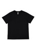 A black women's short sleeve tee with a simple design and a brand tag.