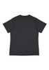A black women's short sleeve tee with a simple design, featuring a logo on the back.
