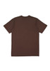 A brown short sleeve men's t-shirt with a plain back. It has a simple design and includes a logo.