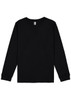 A black long sleeve tee with a round neckline and logo on the label. Suitable for casual wear.