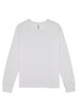 A long sleeve women's tee in white, featuring a simple design and a logo at the neck.