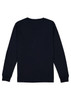 A long sleeve tee in navy blue with a plain back design and fitted cuffs. Features a small logo on the label.