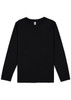A black long sleeve tee with a round neckline and soft fabric. It features an interior label and has no visible logos.