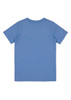 A blue short sleeve tee for kids, featuring a plain back and a subtle logo.