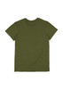 An olive green women's short sleeve tee with a plain back design and a small logo.