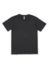 A black short sleeve t-shirt with a round neckline and a logo label on the inside.