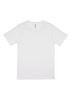 A plain white men's short sleeve tee featuring a simple design and a branding logo.
