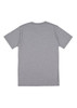 A grey short sleeve t-shirt with a plain back and a logo.