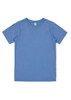 A short sleeve T-shirt in a light blue colour, featuring a plain design and a small logo.
