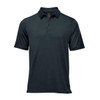 A dark green men's polo shirt with short sleeves and a collar. It features a logo on the chest.