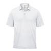 A light grey men's polo shirt featuring a collar and a logo on the chest.