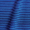 A textured fabric featuring horizontal stripes in various shades of blue, ideal for a women's polo shirt.