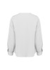 A light grey women's long sleeve blouse with button details on the sleeves and a simple back design.