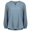 Powder Blue - Front - RU568LL - Womens Ruche Long Sleeve Blouse - Biz Corporates